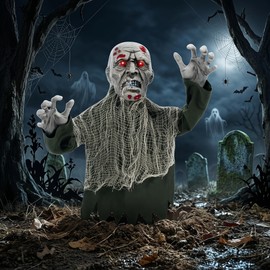 Halloween Decorations Outdoor Ground Zombie Decor, Animated Yard Prop