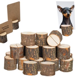 Norhogo Wooden Place Card Holder, Photo Holder, Place Card Holder, Pack of 20 Place Card Holders, Memo Holder, Wooden Photo Holder, Menu Card Holder for Wedding Decoration