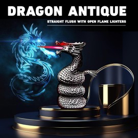 VHXSQOATZ Cool Vintage Metal Lighters, Torch Lighters Butane Refillable, Jet Torch Lighters Unique Gifts for Men, for Grill Candles(NO Butane Fuel) (#13)