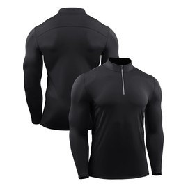 NELEUS Men's Compression Shirts 1/4 Zip Pullover Long Sleeved Running Shirts 3 Pack,5086,Black/Grey/Red,S