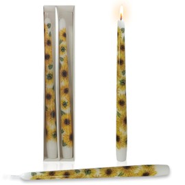 Sunflower Taper Candles Candlesticks 10 Inch Handmade 2pcs Yellow Dripless Long Candles Unscented Tapered Candle for Wedding Home Decoration Holiday