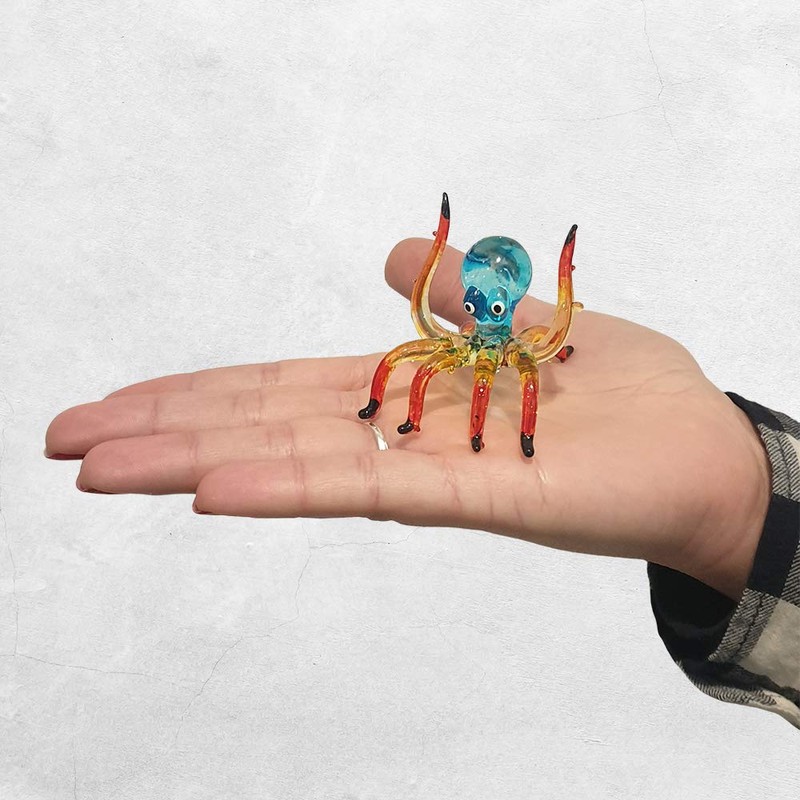 VIE Naturals Hand Blown Glass Sculpture, Octopus