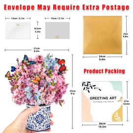 GREETING ART Cherry Blossom Pop Up Card, 3D Birthday Card, Bouquet with Sakura Flowers, Butterfly Card