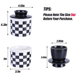 Checkered Butter Crock with Lid,Ceramic Butter Keeper for Countertop, Black And White French Butter Crock