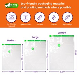 Sir Stores'alot Space Saver Vacuum Storage Bags 9-Pack - Lightweight & Reusable Vacuum Seal Bags, Air Tight Storage Bags for Clothes & Beddings - 3x Jumbo 3x Medium 3x Large Vacuum Storage Bags