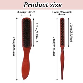 2 Pack Boar Bristle Brush, Hair Brush for Women and Men, Add Shine Improve Texture Reduce Frizz, for Slicking Back, Teasing, and Styling Fine or Thick Hairs and Styling Fine Hair to Create Volume