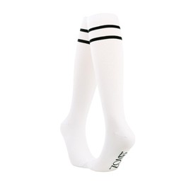 Zomee Compression Socks - Pregnancy Postpartum Comfortable Support for Varicose Veins, Edema, and More (Size Small Color White / Black Stripes)