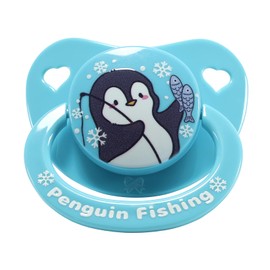 CutiePlusU Large Size Pacifier Adult Dummy Big Shield Penguin Fishing Blue