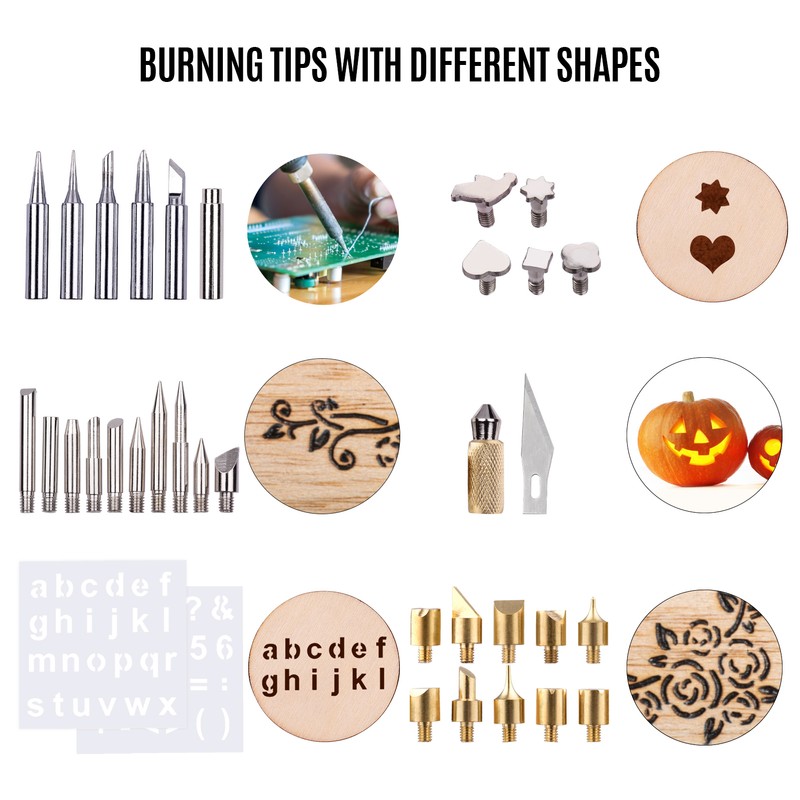 39 Pieces Wood Burning Tool Kit Pyrography Pen Adjustable Temperature