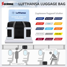SUCIKORIO 55x40x23cm Lufthansa Cabin Bags Underseat, 50L Waterproof Travel Duffle Bag Foldable Hand Luggage Bag Overnight Hospital Weekend Carry On Airport Bags for Planes, Men and Women