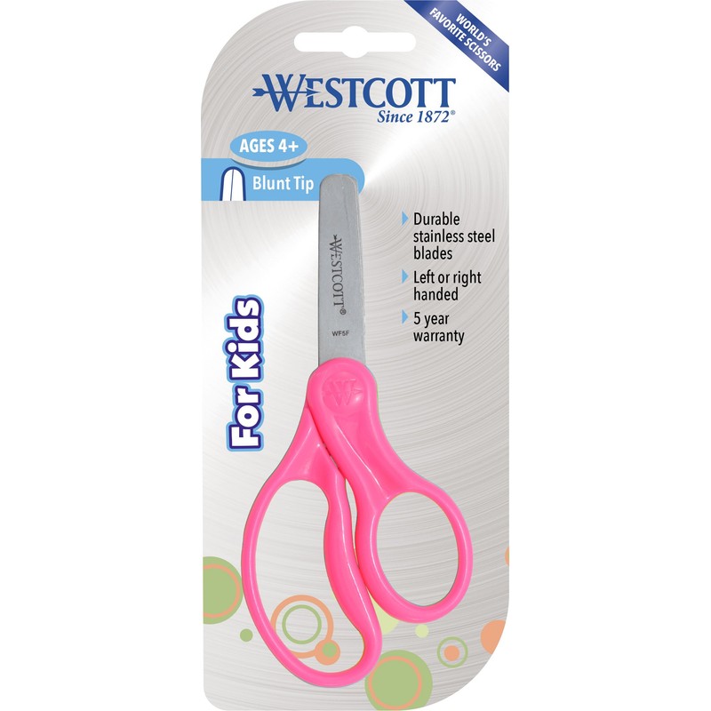 Westcott Classic Kids Scissors, Blunt Tip, 5 Inch, Neon Pink