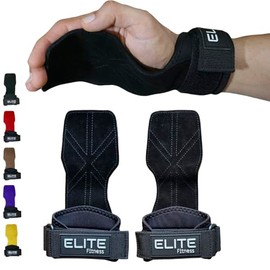 Elite Fitness Calleras de Cuero para Gimnasio, Protectores de Mano Tipo Straps, Ideales para Crossfit y Levantamiento de Pesas