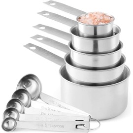 Laxinis World Stainless Steel Measuring Cups And Spoons Set 10 Piece Durable Kitchen Tool