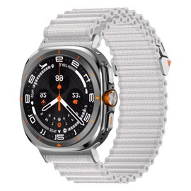 KADES Galaxy Watch Ultra Band - 47mm - Trail Nylon Loop - Men & Women - Silver/White