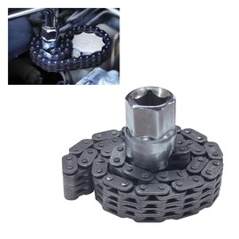 BDZMC Automotive Oil Filter Chain Wrench, Adjustable Pipe Wrench Spanner, Double Chain Sleeve Type Automotive Repairing Removal Tool, Universal Car Accessories Max for 5 Inches