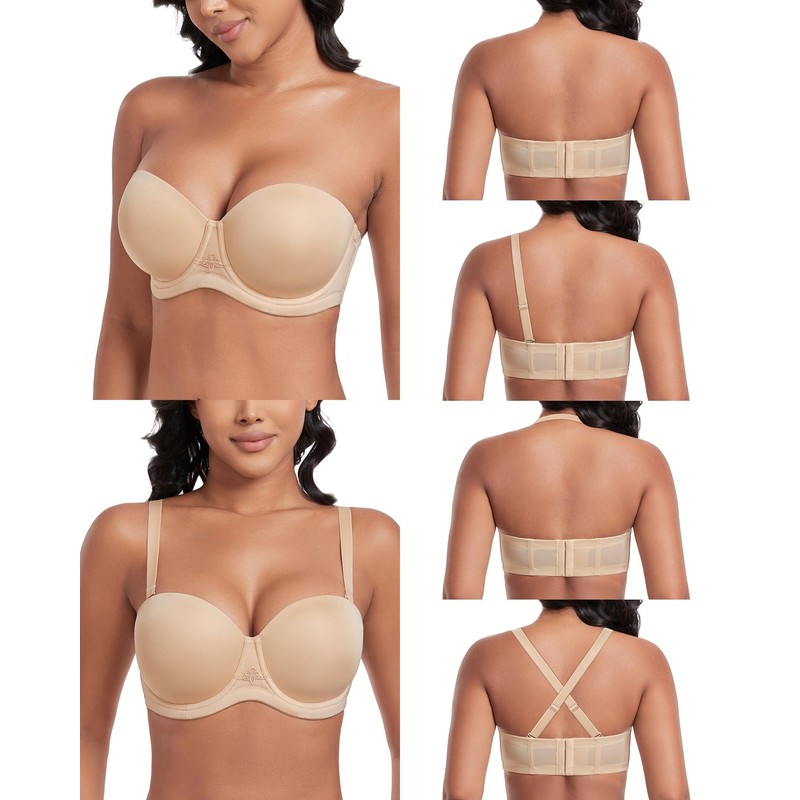 DotVol Women's Strapless Bra, Backless, Without Straps, Push Up Bra