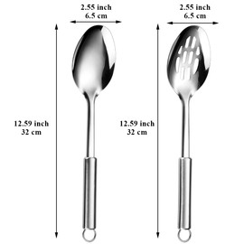 ReaNea Cooking Spoon Set, Stainless Steel Kitchen Solid Slotted Spoon, Cooking Utensils Set, Mixing, Serving, Stirring Large Spoons, Gifts for Home, Restaurant