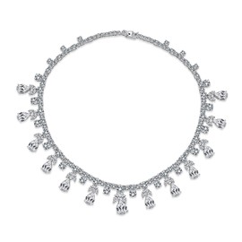 Bling Jewelry Bride Prom Holiday Multi Teardrop Marquise Cubic Zirconia CZ V Collar Statement Necklace For Women Silver Plated Brass