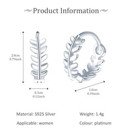 VIKILEE 925 Sterling Silver womens Earrings Olive Branch Leaves Earrings for girls Simple Small Fresh Low Sensitivity (Small Dimension)