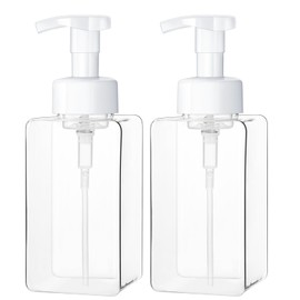 Kzeirm Foaming Soap Dispenser for Bathroom & Kitchen 15 Oz, Refillable Foam Hand Soap Dispenser for Liquid Soap, 2Pcs Foam Pump Bottle with Waterproof Labels, Clear