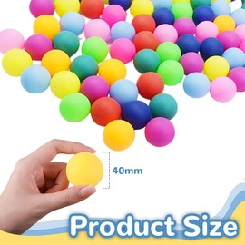 50 Pack Ping Pong Balls, 40mm Table Tennis Balls, Colored Plastic Ping Pong Ball, Ping Pong Balls Party Games, for Cat Dog Toys Party Family School Games Beginner Adults Not for Professional Athletes