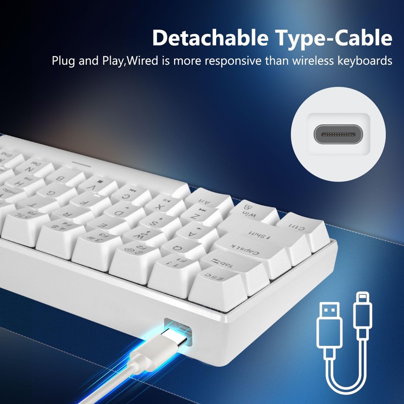 HUO JI 60% Wired Mechanical Keyboard Compact, 61 Keys Brown
