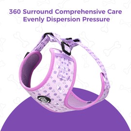 Dog Harness and Lead, Bow Tie Collar Set with Dog Poop Bag Holder and Bandanas, Escape Proof Adjustable Puppy Cat Vest with Soft Mesh Padded, Pet Supplies for Small Medium Dogs Kitten(Purple, L)