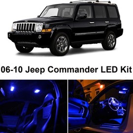 LEDpartsNow Interior LED Lights Replacement for Jeep Commander 2006-2010 Blue Accessories Package Kit (6 Pieces)