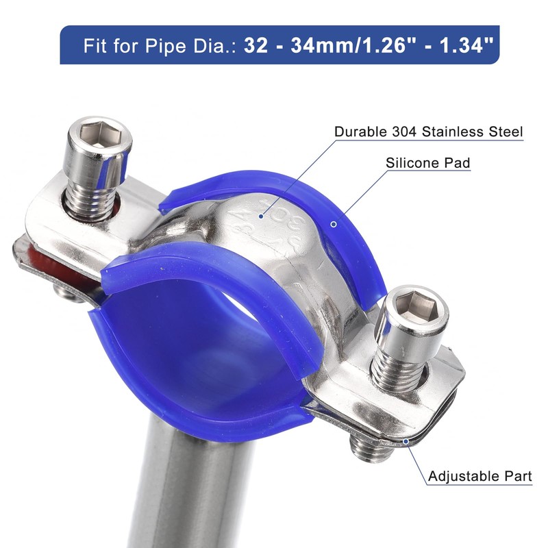 sourcing map 2Pcs Stainless Steel Pipe Supports Wall Mount Ceiling
