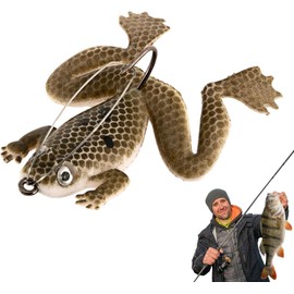 Coffee Frog Lures for Bass Fishing Topwater Frog Realistic Bass Swimbait Soft Floating Bait Artificial Bass Lure for Pike Saltwater Freshwater Bass Trout,Fishing Soft Lures, Baits and Attractants