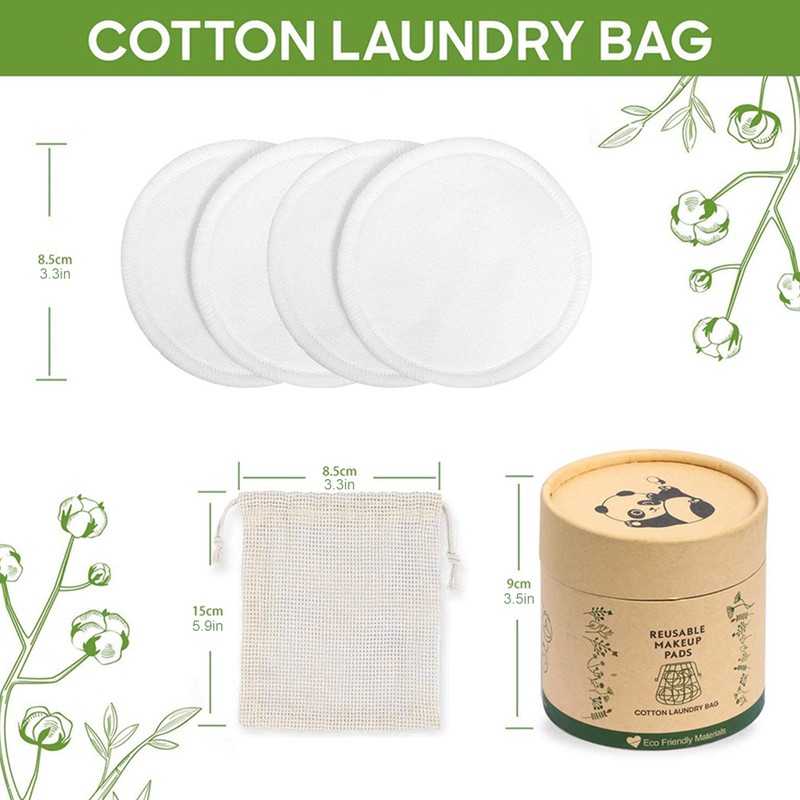 20 Pcs Reusable Makeup Remover Pads Bamboo Washable Cotton Rounds