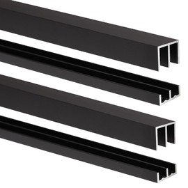 Orechic 2Sets Aluminum Sliding Door Track Set for 1/4" Thick Panels Glass Cabinet Door Window Sliding Track, Size 48 x 0.79 inches (Black)