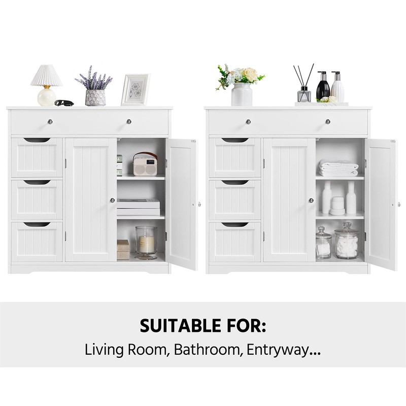 Yaheetech Bathroom Floor Cabinet, Large Storage Space Wooden Organizer with