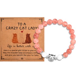 CERSLIMO Cat Gifts for Women Girls, To A Crazy Cat Lady Bead Bracelets - Cat Lover Gifts for Women Teens, Cute Cat Themed Gifts for Cat Lovers Lady Daughter Sister Best Friend Girlfriend Wife, Orange