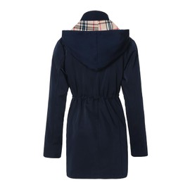 SaphiRose Women's Long Hooded Rain Jacket Outdoor Raincoat Windbreaker(Navy Blue,Medium)