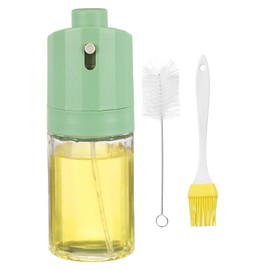 uxcell Oil Sprayer for Cooking, 7.77oz(230ml) Olive Oil Sprayer Mister Bottle for Oil Portion Control, Glass Oil Dispenser with Brush for Kitchen, Air Fryer, Grilling and BBQ (Green)