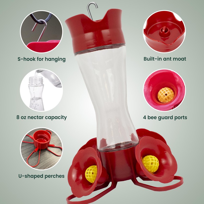 Perky-Pet 203CPBN Glass Hummingbird Feeder for Outdoors with Perches, Ant