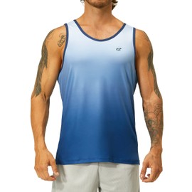 EZRUN Men's Tank Tops Quick Dry Workout Sleeveless Shirts for Bodybuilding Gym Jogging Running Fitness Training(Sapphire Gradient, XL)