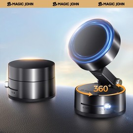 New-MAGIC JOHN 360° Magnetic Phone Holder Strong Magnetic Grip, Anti-Slip Base & Foldable Design for Car, Home & Travel:_White-Basics