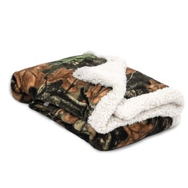 Baby Infant Camo Accent Soft Sherpa and Plushed Lined Coral Fleece Gift Blanket (Everest White)
