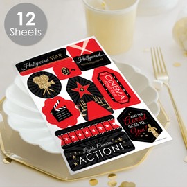 Big Dot of Happiness Red Carpet Hollywood - Movie Night Party Favor Sticker Set - 12 Sheets - 120 Stickers