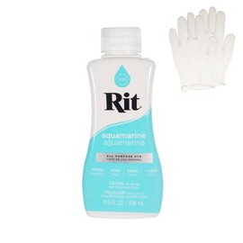 Rit Dye - Tinte líquido de tela para manualidades, ropa y decoración, botella de 8 onzas, aguamarina (guantes incluidos)