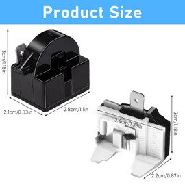M-Aimee QP2-4.7 PTC Starter Relay 1 Pin Refrigerator Starter Relay and 6750C-0005P Refrigerator Overload Protector Compatible with LG Refrigerator Compressor, 2 Pieces in Total