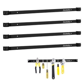 Rechabite 4 Pieces 24" Magnetic Tool Holder Strip, Black Magnet Bar, Metal Tool Organizer Rack for Garage Organization, Easy To Install in Workshop, Mounting Screws Included
