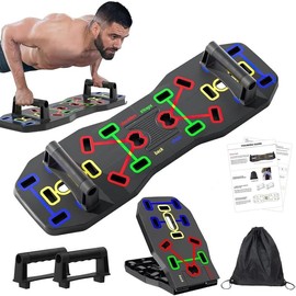 Push Up Board, Portable Multi-Function Foldable 10 in 1 Push Up Bar, Push up Handles for Floor,Professional Push Up Strength Training Equipment - Color: Green