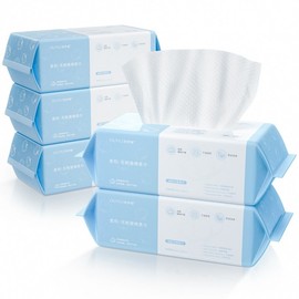 International Pure Cotton Disposable Facial Towels - Thick Pull-Out Wipes, White, 100 Count, Pearl Texture Pattern 10ea