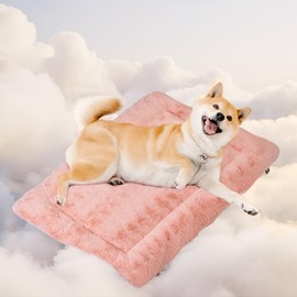 Mora Pets Dog Bed Mat Rose Plush Crate Pad Calming Pet Sleeping Mat Anti Slip Washable Kennel Mat for Small Medium Large Dog and Puppy Pink 30 Inch