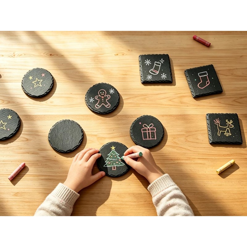 60 PCS Slate Coasters for Laser Engraving, Natural Black Stone