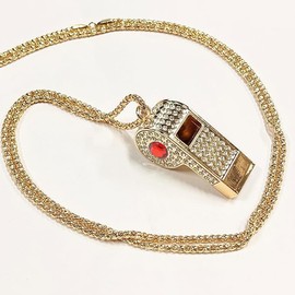 Metal Chain Rhinestone Whistle, Necklace Whistle, Suitable for Coaches, Referees,Lifeguard, Sports Activities, Adults.(Gold)