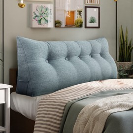 WOWMAX Large Reading Pillow Bolster Triangular Headboard Backrest Positioning Back Support Wedge Pillow for Bed and Sofa with Removable Cover Grey 76 Inches